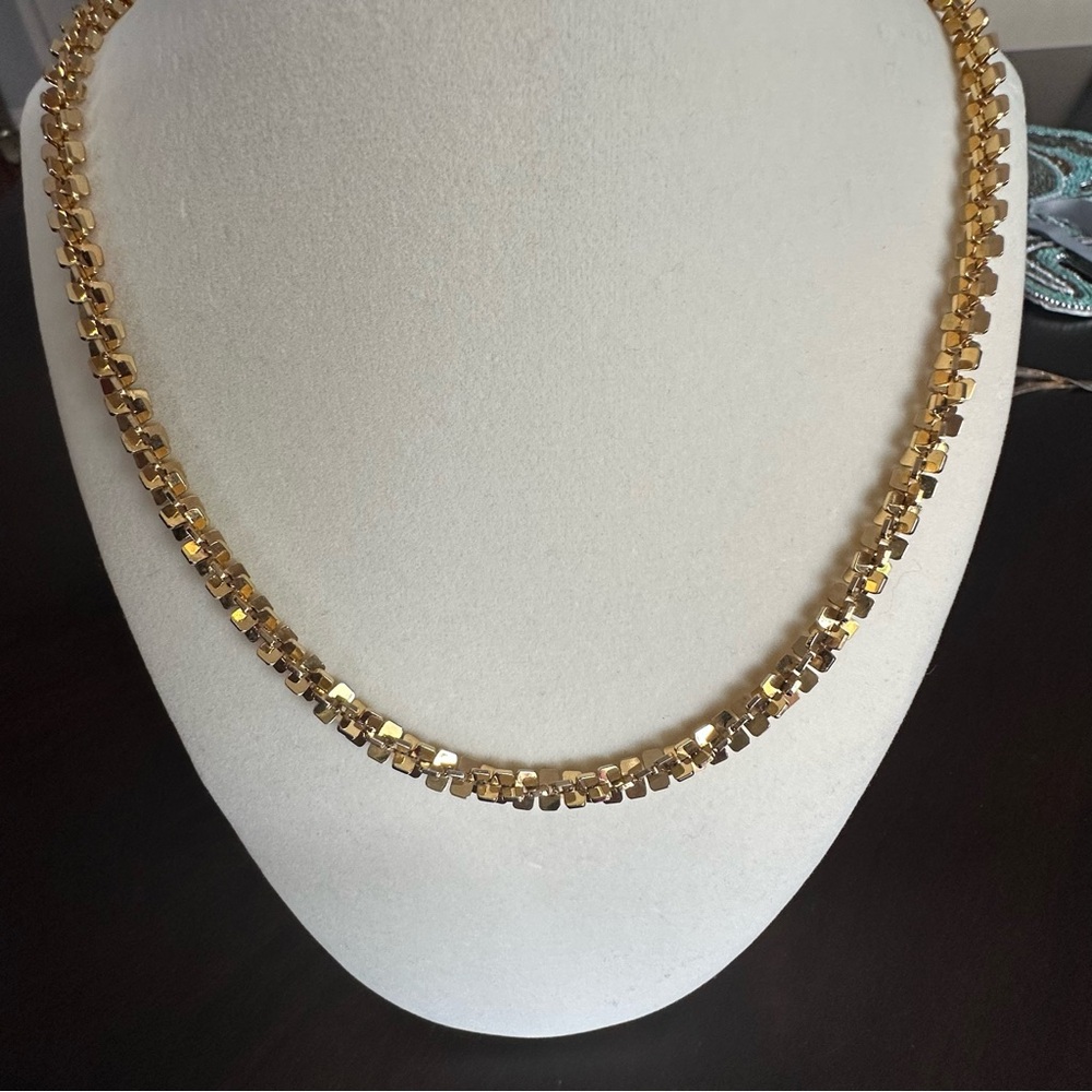 Vintage Gold Tone Square Link Long Chain Necklace 36” Opera Length Statement - Picture 4 of 12